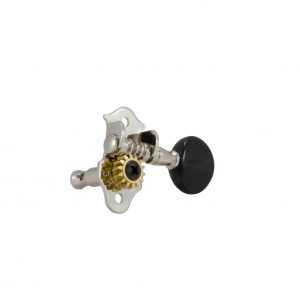 GROVER STA-TITE&trade; GEARED UKULELE PEGS NICKEL W/   BLACK BUTTONS SET 4