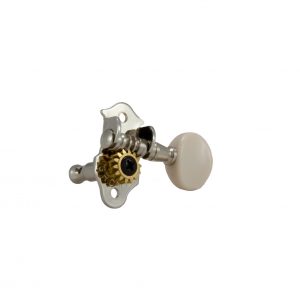 GROVER STA-TITE&trade; GEARED UKULELE PEGS NICKEL W/   WHITTE BUTTONS SET 4