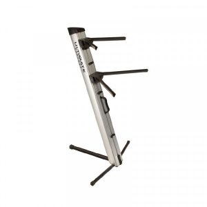 Ultimate Support Apex Column Keyboard Stand: Apex Series Two Tier Portable Column Keyboard Stand - Silver AX-48PROS-1