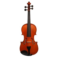 Grottano Violin:  Slightly Flamed, Carpathian Resonance Spruce Plate, Naturally Dried Sycamore Maple Back Plate, Neck and Ribs, Grade A Ebony Fittings. Hand-Carved and Finished with Oil Varnish. Shop Setup. Made in Europe.   Sizes 4/4, 3/4, 1/2 GVA-1-1