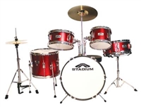 Stadium Junior Size 5 piece drumset with 3 Stands, Cymbals and Throne.   Available in Black, Red, Wine, Pink, Purple, Yellow JD165-1