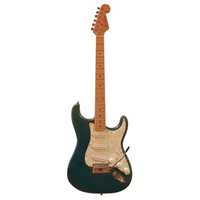 Stadium Electric Guitar:  Solid Alder Body, 1 Piece Maple Neck, Lacquer Maple Finger Board, Vintage Machine Heads, 3 Single Coil Pickups, 5 Way Selector, 2 Tone, 1 Volume, Tremolo Bar, Rosewood Striped Neck and a Pearloid Pick Guard. Colors: Black, Metallic Blue, Metallic Red, White, Sunburst NY-111-1