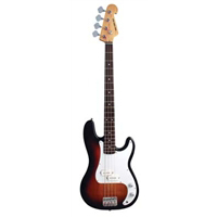 Stadium 4 String Electric Bass Guitar:   4 String Bass Guitar with Solid Alder Body,  Rosewood Fingerboard, 1 Tone, 1 Volume Control and Chrome Hardware.  Colors: Sunburst, Black, Red, Blue NY-9330-1