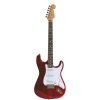 Stadium Electric Left Handed Guitar:  Solid Alder Body, 1 Piece Maple Neck, Rosewood Finger Board, Di-Cast Machine Heads, 3 Single Coil Pickups, 5 Way Selector, 2 Tone, 1 Volume, Tremolo Bar and Rosewood Striped Neck.   Colors: Green Burst, Natural, Red Burst, Sunburst, Pink, Red, Purple, Yellow, Blue Burst, Black, White NY-9903-1