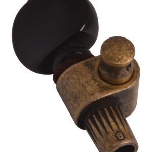 Golden Gate P-131RB Deluxe Geared Antique Banjo Tuner – Rustic Brass with Black Button – Single 5th Peg