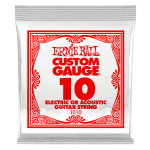 .010 Plain Steel Electric or Acoustic Guitar Strings 6 Pack