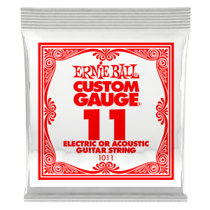 .011 Plain Steel Electric or Acoustic Guitar Strings 6 Pack