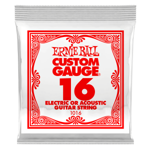 .016 Plain Steel Electric or Acoustic Guitar Strings 6 Pack
