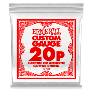 .020 Plain Steel Electric or Acoustic Guitar Strings 6 Pack