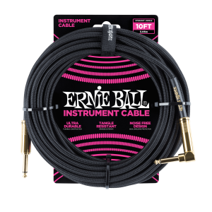 10' Braided Straight / Angle Instrument Cable - Black
