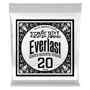 .020 Everlast Coated 80/20 Bronze Acoustic Guitar Strings 6 Pack