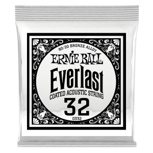 .032 Everlast Coated 80/20 Bronze Acoustic Guitar Strings 6 Pack