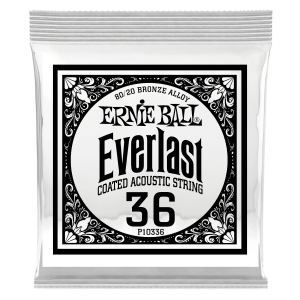.036 Everlast Coated 80/20 Bronze Acoustic Guitar Strings 6 Pack