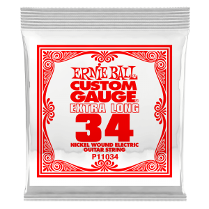 .034 Extra Long Nickel Wound Electric Guitar Strings 6 pack